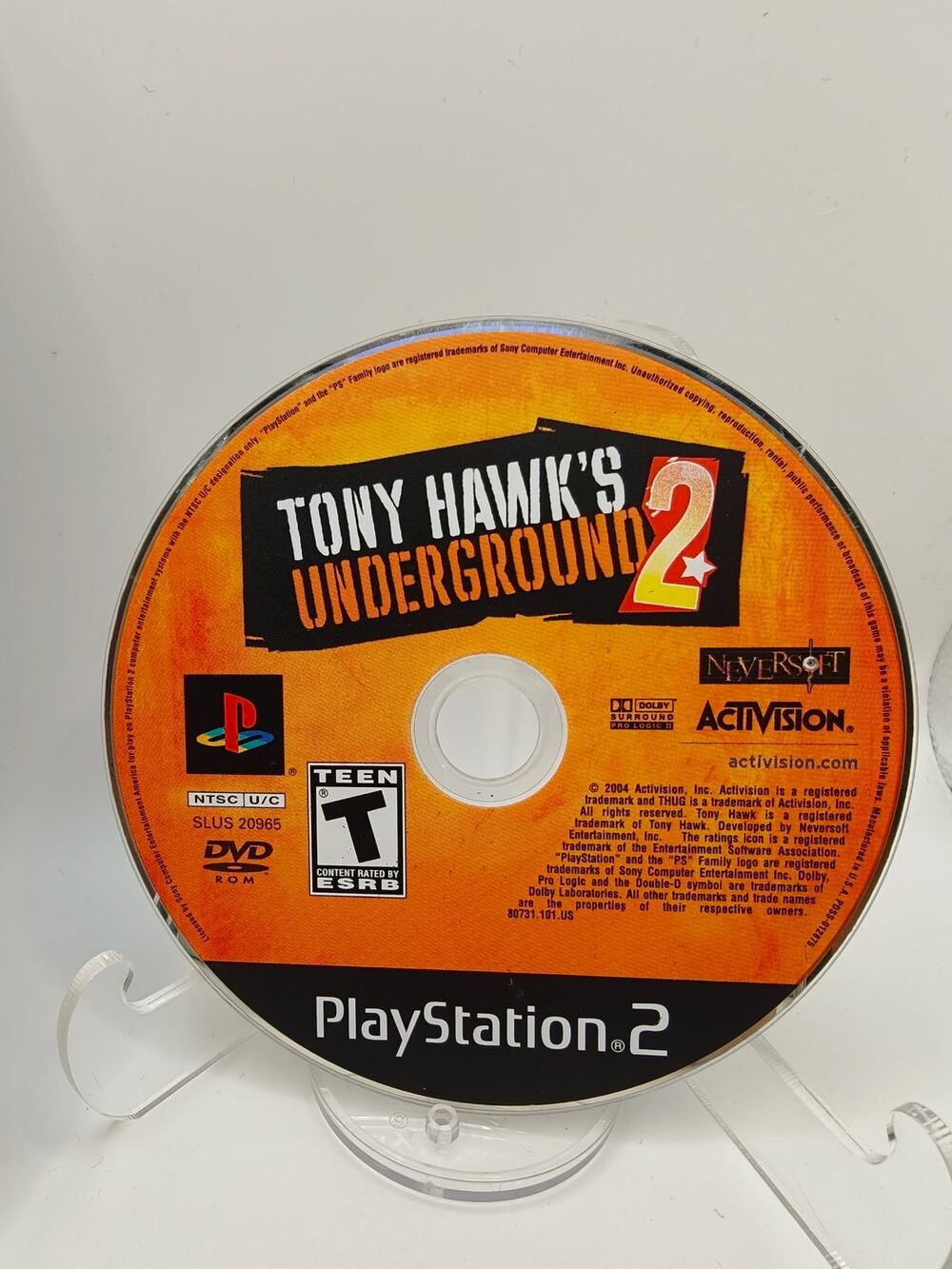 Tony Hawk's Underground 2 PS2 Disc Only Tested Activision